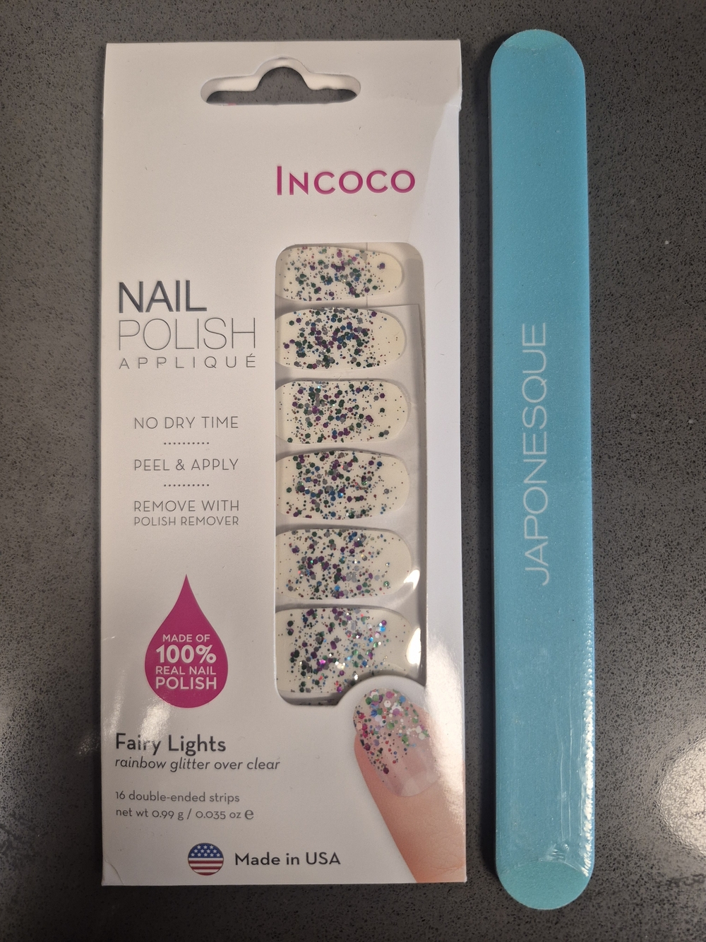 Incoco Fairy Lights Glitter Nail Polish Strips + Japonesque File NEW